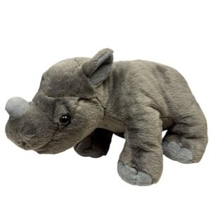 Wild Republic Gray Rhino Rhinoceros Stuffed Animal Plush Toy 10" Long Soft Cute